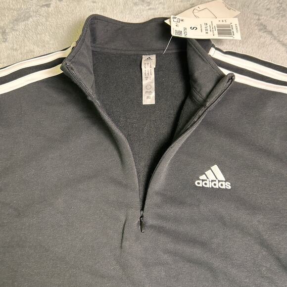NWT Adidas Cropped 1/4 Zip Womens S Pullover Classic Logo Stripes Relaxed Active - Picture 8 of 9